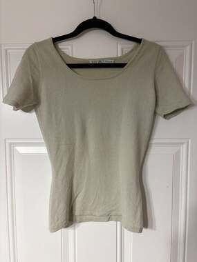 TSE 100% Pure Cashmere Scoop Neck Short Sleeve Sweater Tee
